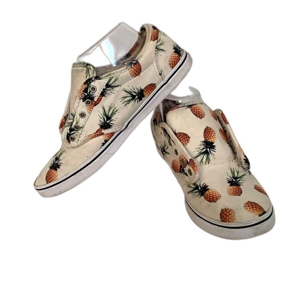 Vans Atwood Low Ivory Brown Pineapple Print Canvas Skateboarding Sneakers Size 8 - Picture 2 of 13